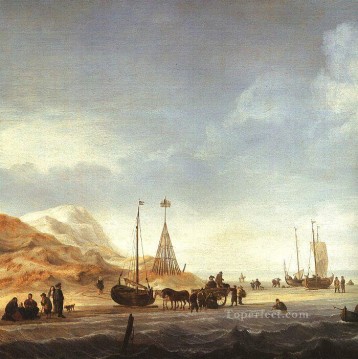 Paisajes Painting - Playa marina Willem van de Velde el Joven barco paisaje marino